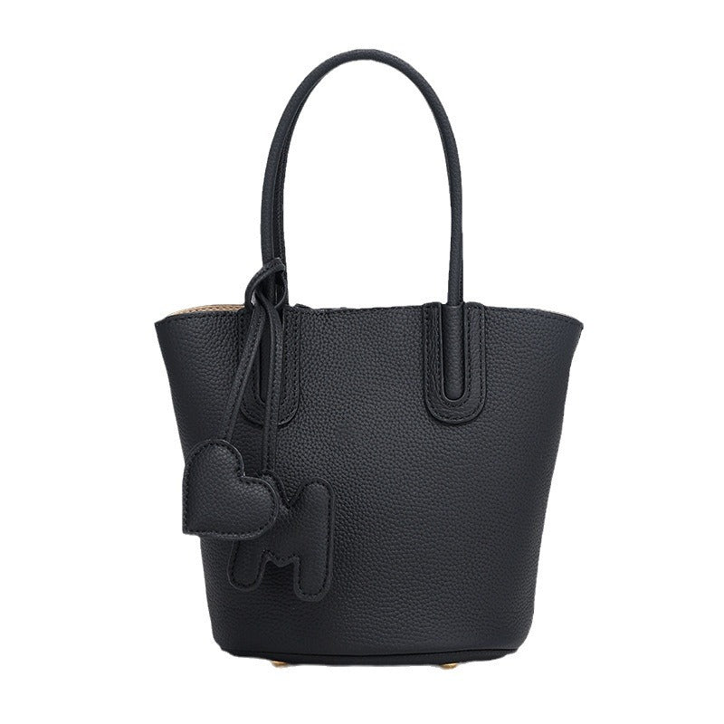 Korean Style Basket Handbag for Women, Versatile Bucket Crossbody Bag, Spring and Autumn Textured Trendy Shoulder Bag for Women