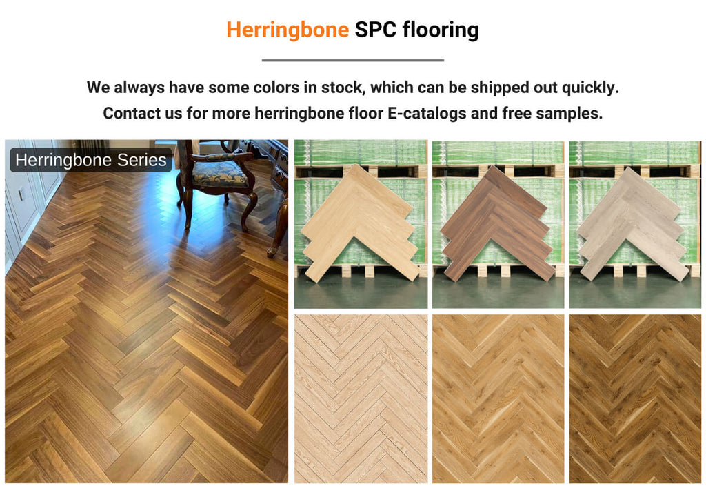 Waterproof Pvc Plastic Home Decor Click Oak 8mm Parquet Fishbone Spc Flooring
