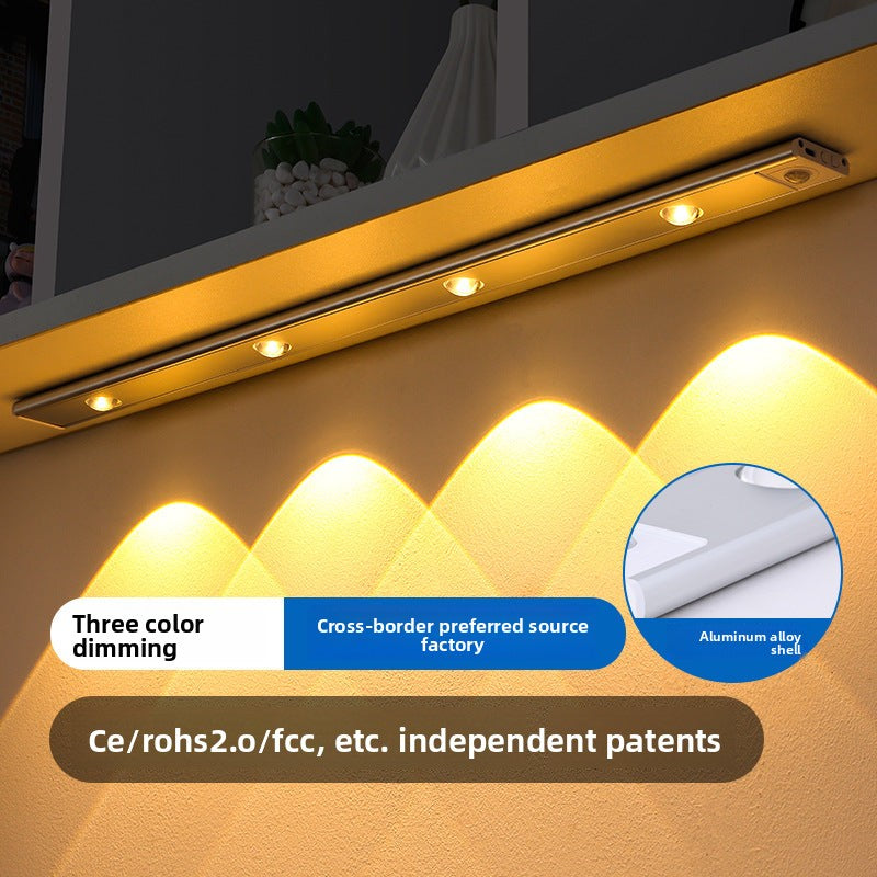 Ultra-Thin Smart led Human Body Sensor Light Rechargeable Magnetic Hill Cat Eye Light Strip Wine Cabinet Cupboard Wardrobe Light Strip
