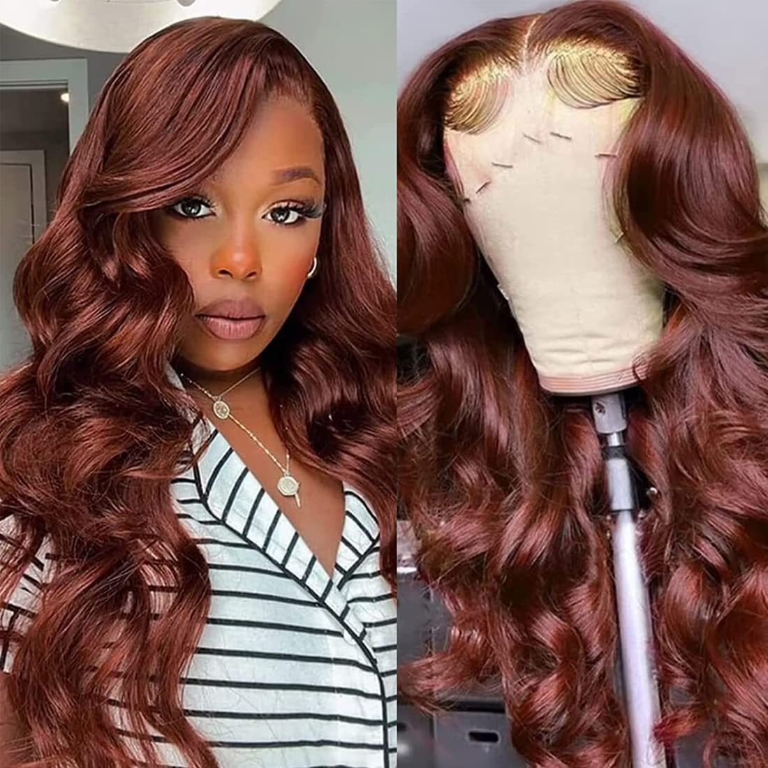 Dark Burgundy Lace Front Wigs 13X4 Body Wave Synthetic Wigs