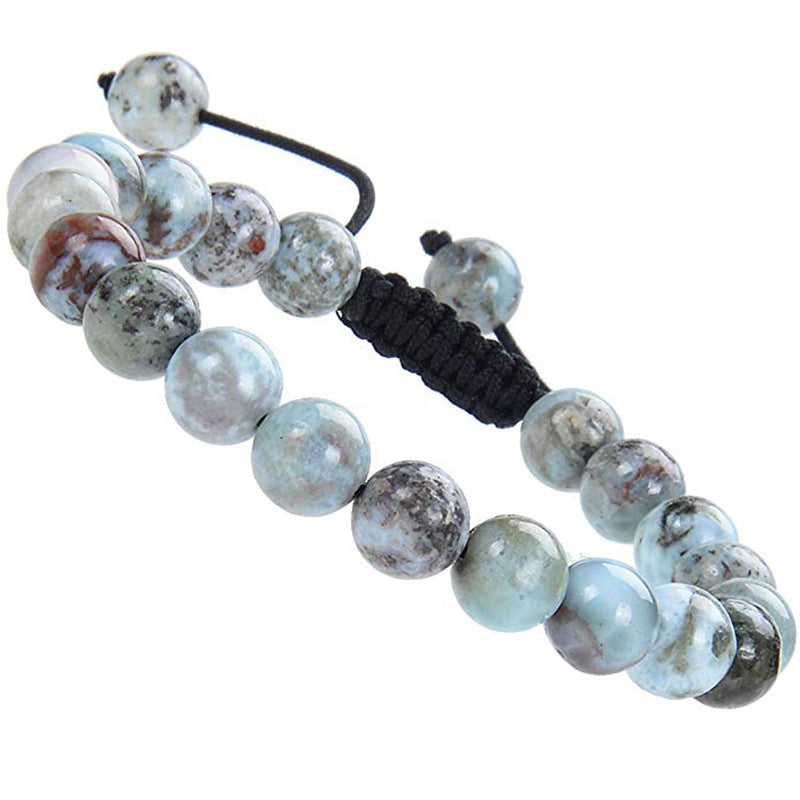 European and American Men's Volcanic Stone Woven Bracelet Natural Stone Adjustable Bracelet Frosted Tiger Eye Stone Woven Bracelet