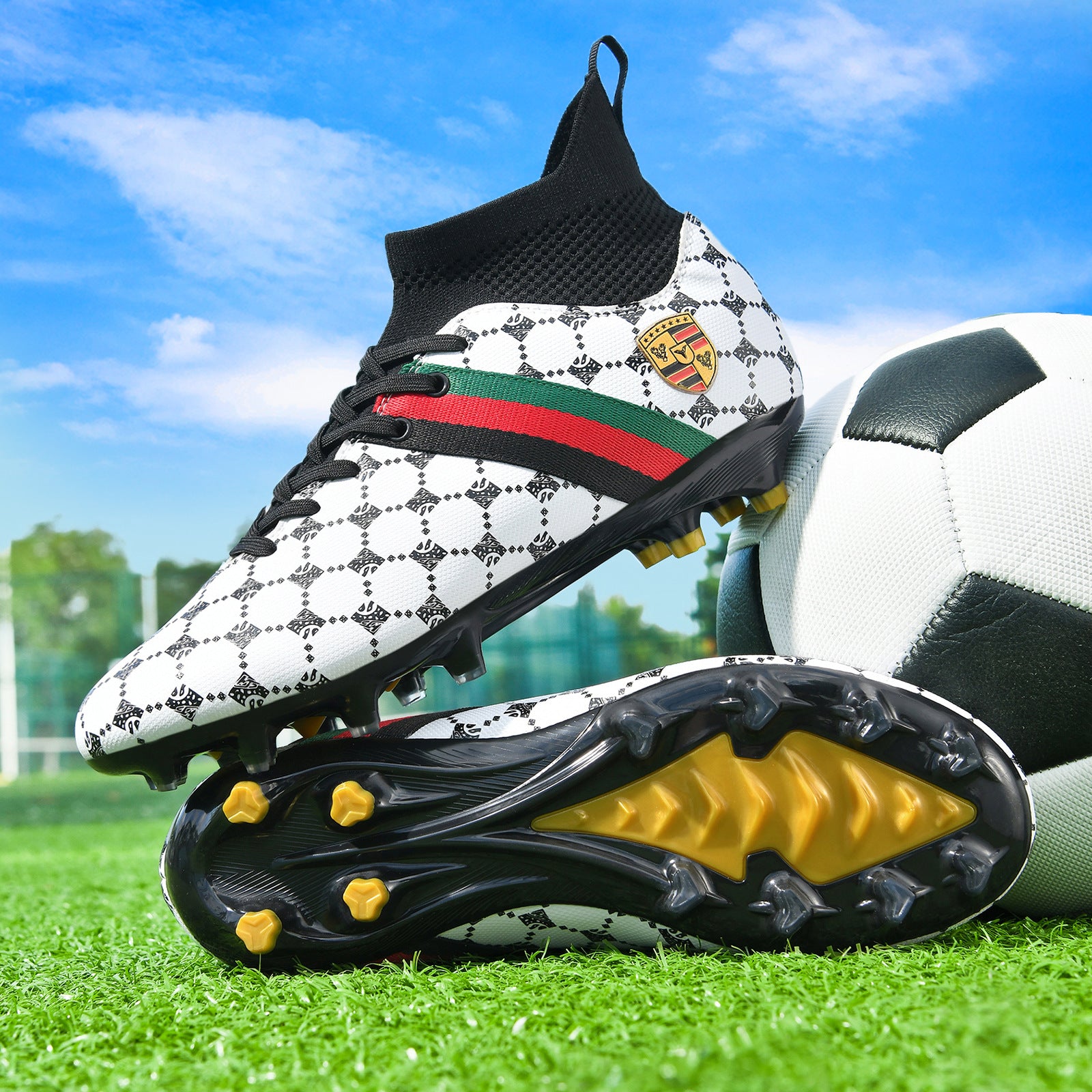 Hot-selling High-top Soccer Shoes tf Artificial Grass with Broken Nails AG Nail Leather Foot Men's and Women's Children's Youth Student Training Shoes