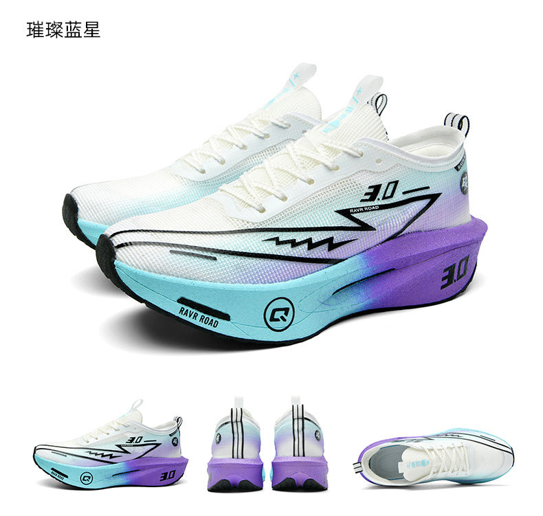New Fashionable Casual Breathable Comfortable Running Shoes with Real Carbon Plate High Elasticity Shock Absorption for Student Training Sports Shoes