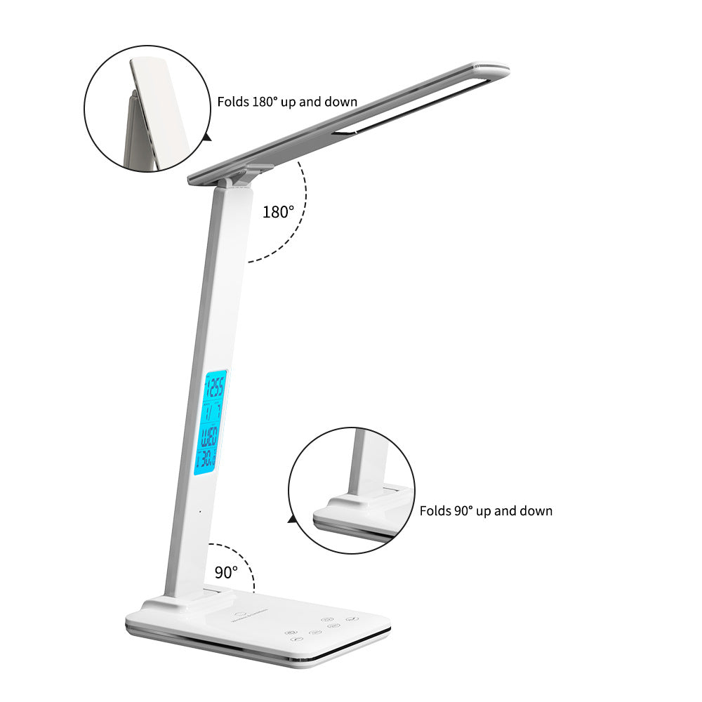 Alarm Clock Table Lamp Folding Creative Smart Magnetic Charging Learning Lamp Working Clock Eye-Protection Lamp Ambience Light Wholesale