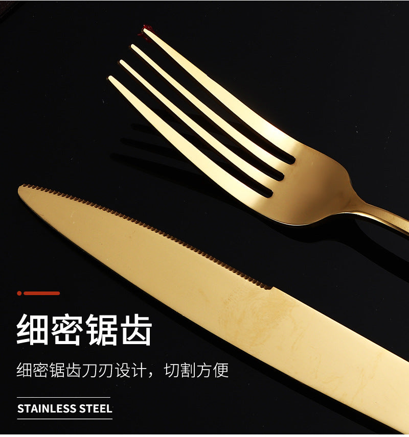 410Stainless Steel Cutlery Hotel Restaurant High-end Stone Pattern Knife Fork Spoon Set Western Cuisine Thickened Steak Knife Fork