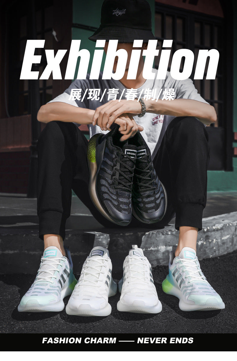 New Outdoor Running Shoes for Men, Soft Sole, Shock Absorption, Real Popcorn Casual Shoes, Breathable Ice Silk Mesh Sports Shoes