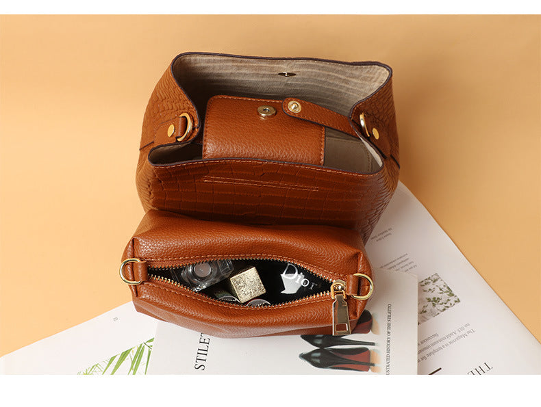 Spring and Autumn New Bucket Bag for Women, European and American Fashion Trend, Retro Personality Handbag, Single Shoulder Crossbody Bag for Ladies