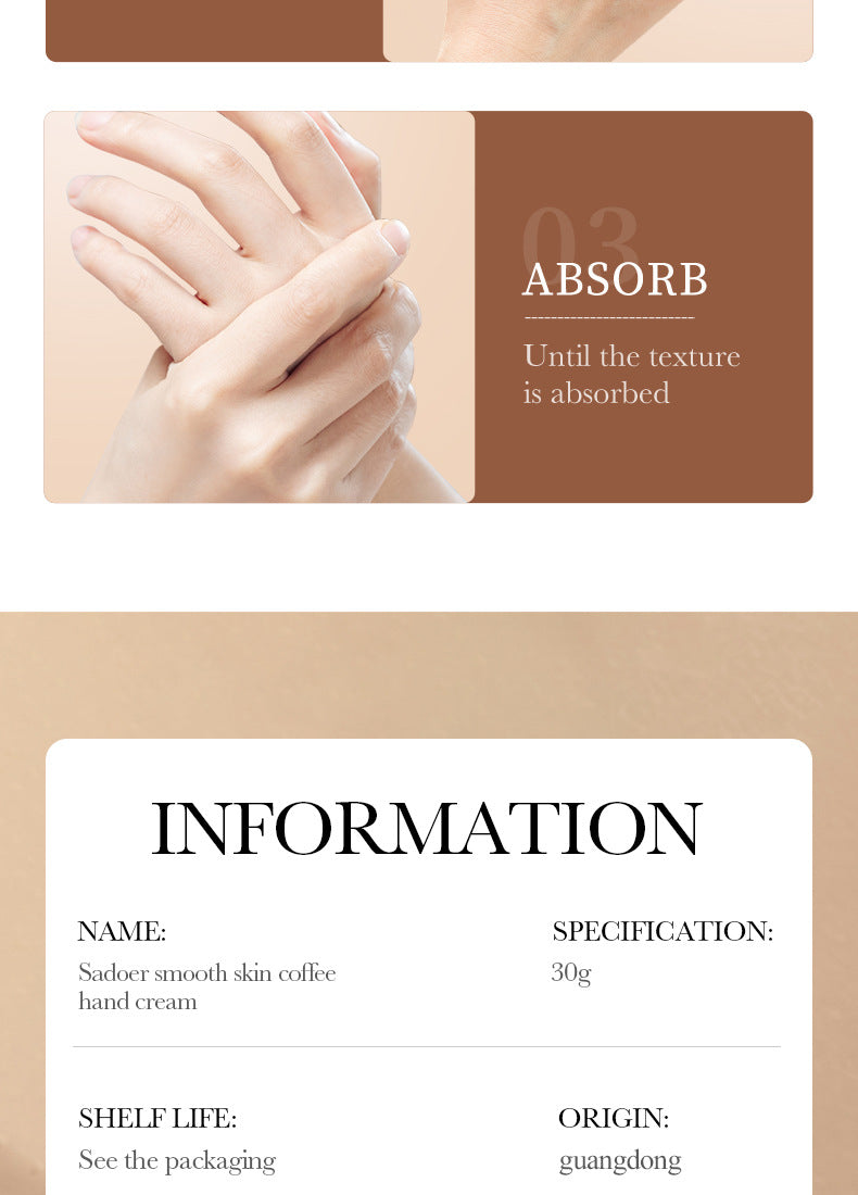 Coffee Hand Cream30g SADOER Moisturizing, anti-chapped, hydrating hand cream for  foreign trade wholesale