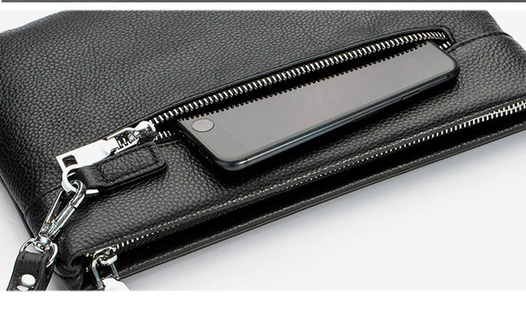 Genuine Leather Clutch Bag with Password Lock, Business Handbag, Casual Large Capacity Pure Top Layer Cowhide Men's Clutch