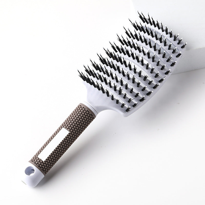 Large Curved Comb, Ribbed Hair Comb, Boar Bristle Curved Massage Comb, Nine-Row Comb, Styling Curling and Smoothing Comb, Cross-Border