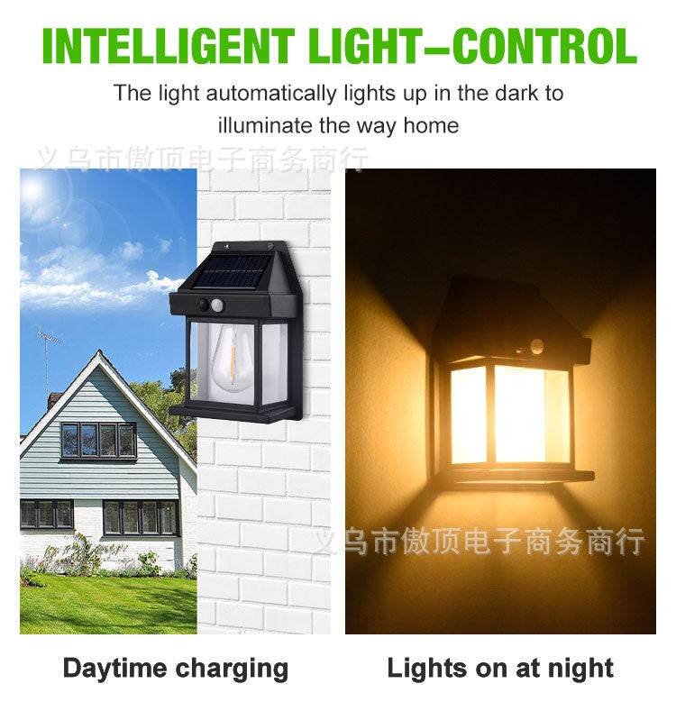 New Solar Light Outdoor Human Body Sensor Light Waterproof Street Light Tungsten Wall Light Garden Courtyard Night Light