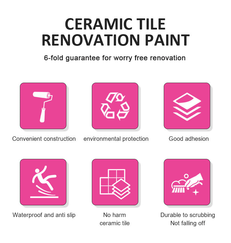 Water-Based Tile Paint Bathroom Floor Tile Color Change Renovation Coating Toilet Glass Wear-Resistant Waterproof Paint Matte