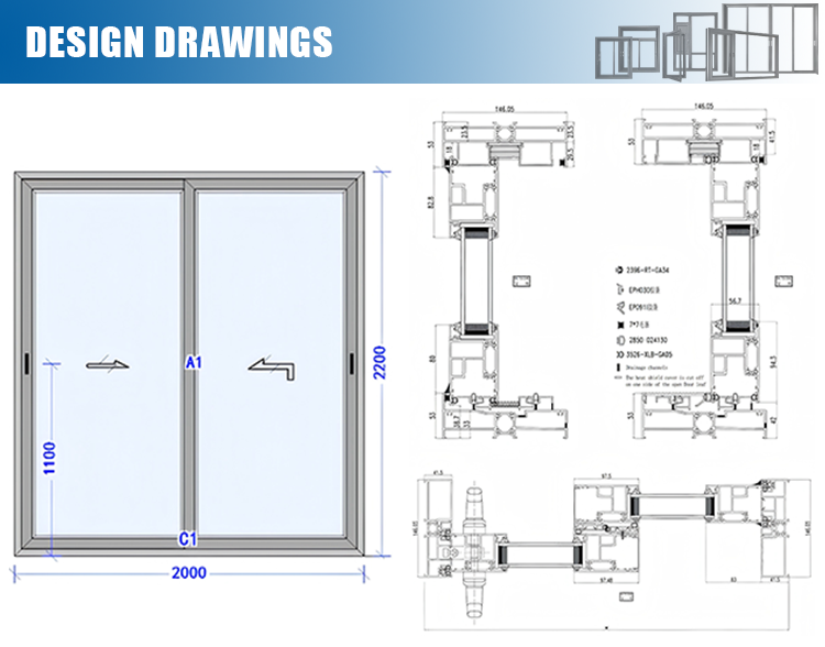 Hurricane Resistant Thermal Insulation Double Glazed Modern Exterior Door Modern Design Aluminum Lowe Glass Sliding Door