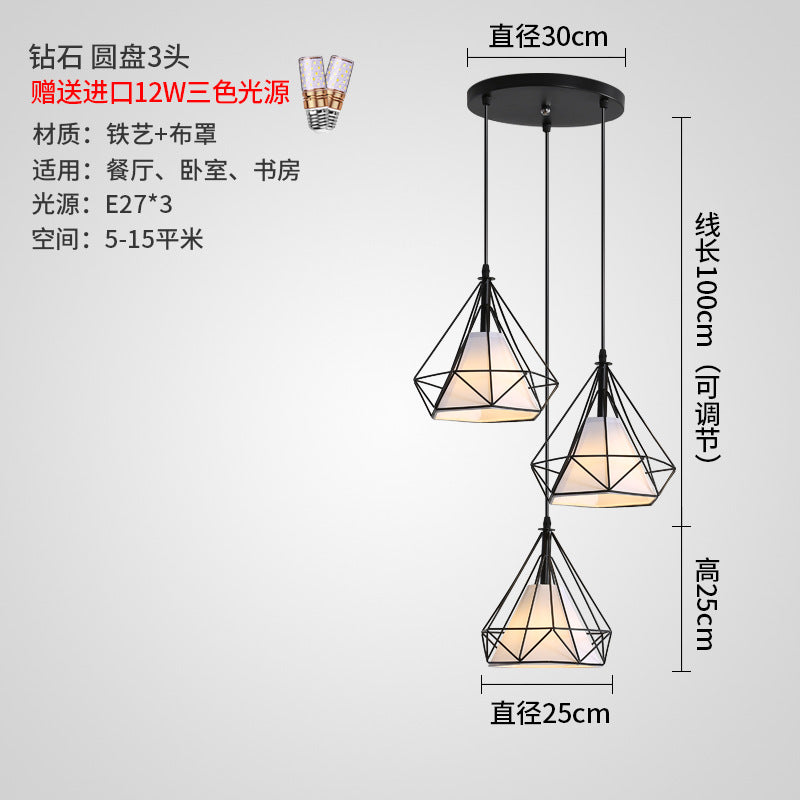 Nordic Restaurant Pendant Light Three-Head Bar Dining Room Table Lamp Creative Personality Bedroom Lamp Modern Minimalist Lighting Fixture