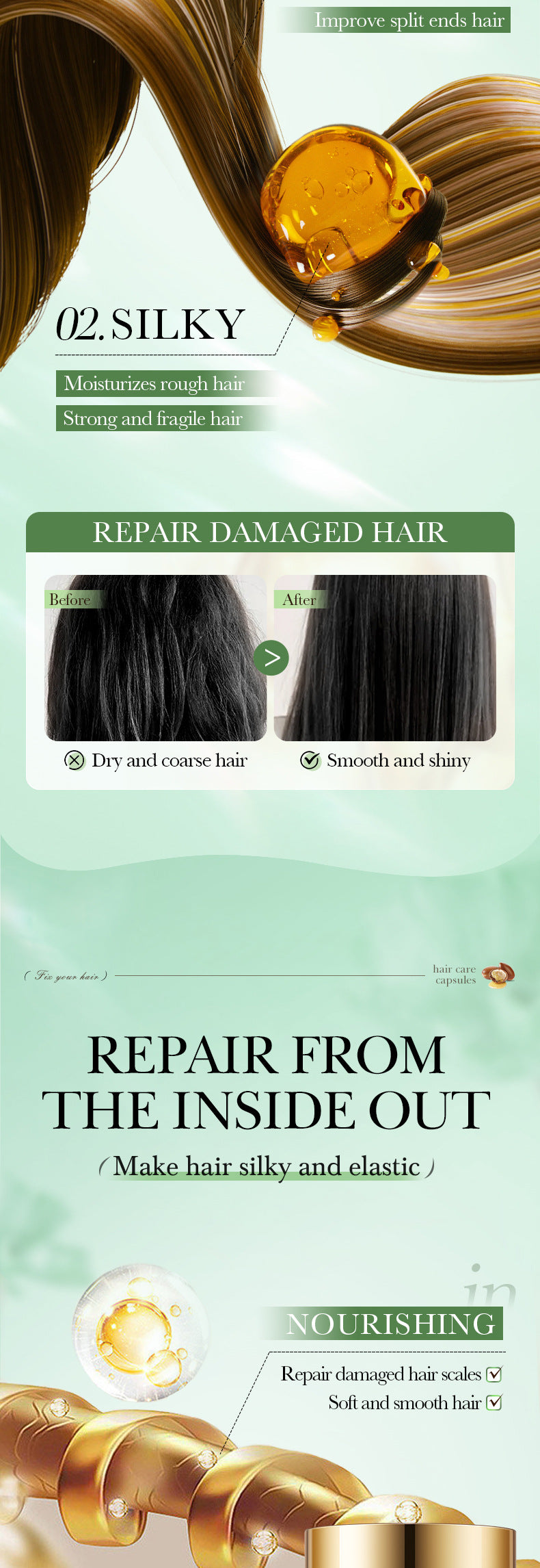 Nut Oil Hair Care Capsules SADOER Improve Frizz Essential Oil Capsule Conditioner  Wholesale