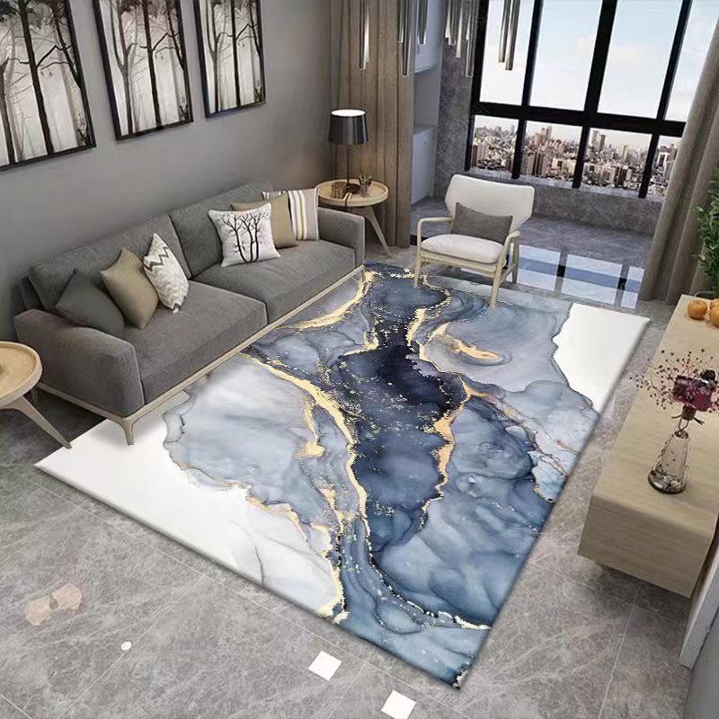 Living Room Carpet Nordic Light Luxury High-End Coffee Table Sofa Cushion Ink Art Style Home Bedroom Bedside Crystal Velvet Carpet