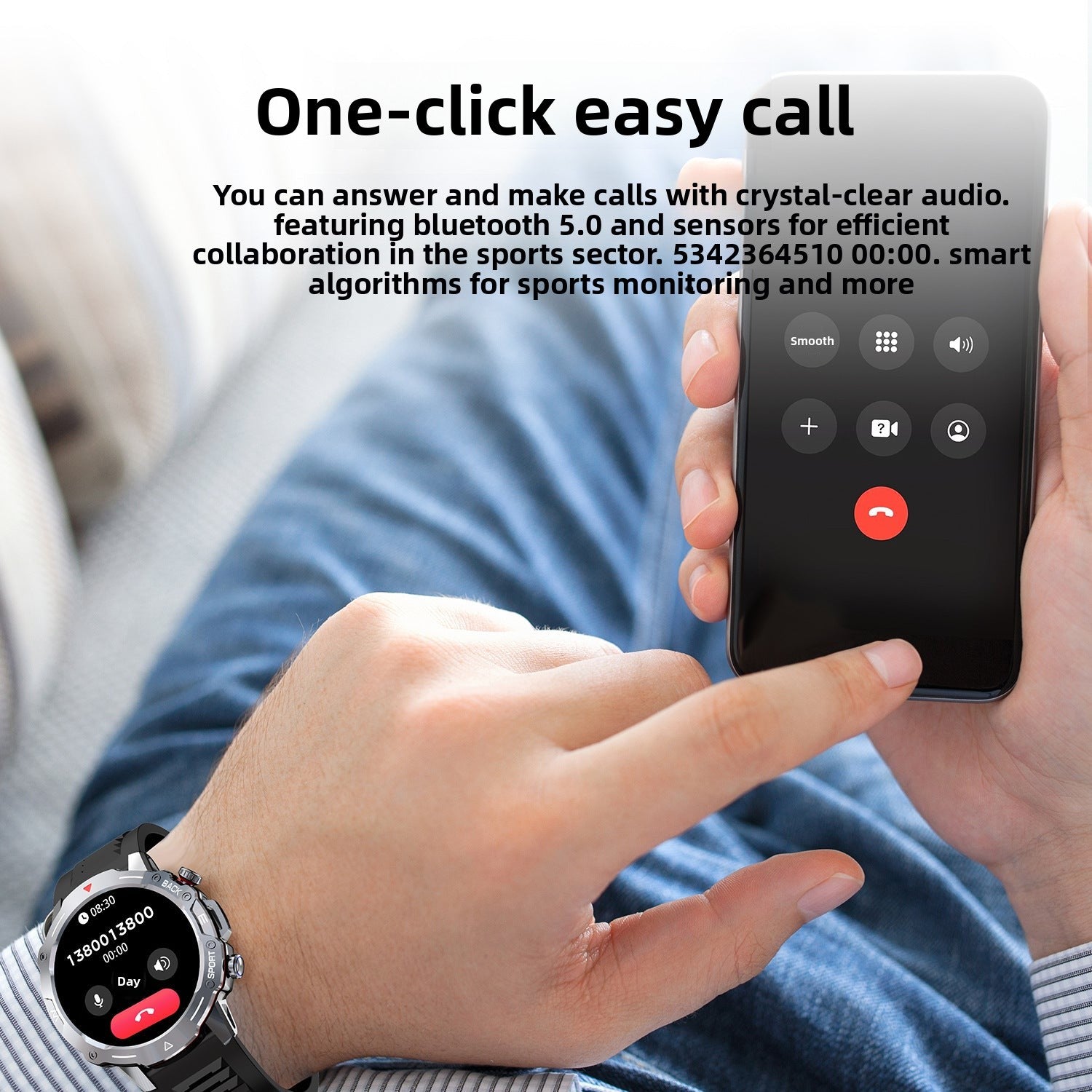 G102Smart Watch1.39inch Bluetooth Call Heart Rate Pedometer Sleep Monitoring Message Reminder Sports Waterproof Shockproof Dustproof