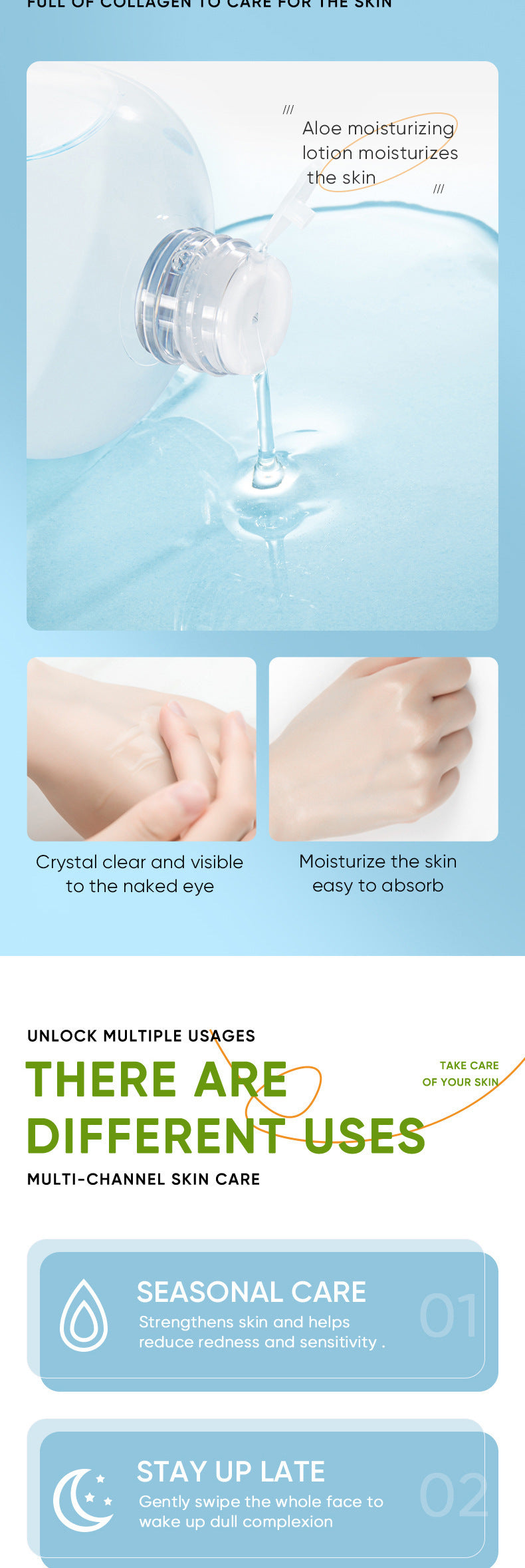 Aloe Lotion500ml SADOER Moisturizing Large Capacity Lotion  Foreign Trade Wholesale