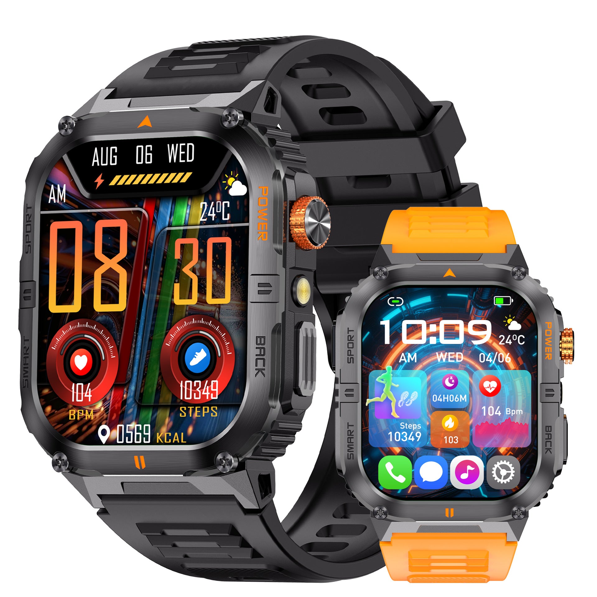 YK12Smart Watch Bluetooth Call True Heart Rate Step Count Sleep Monitoring Deep Waterproof Large Battery Sports Three-Proof