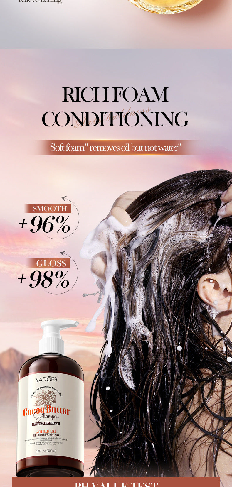 Cocoa Oil Anti-Hair Loss Shampoo SADOER Clean and Smooth Shampoo  Wholesale