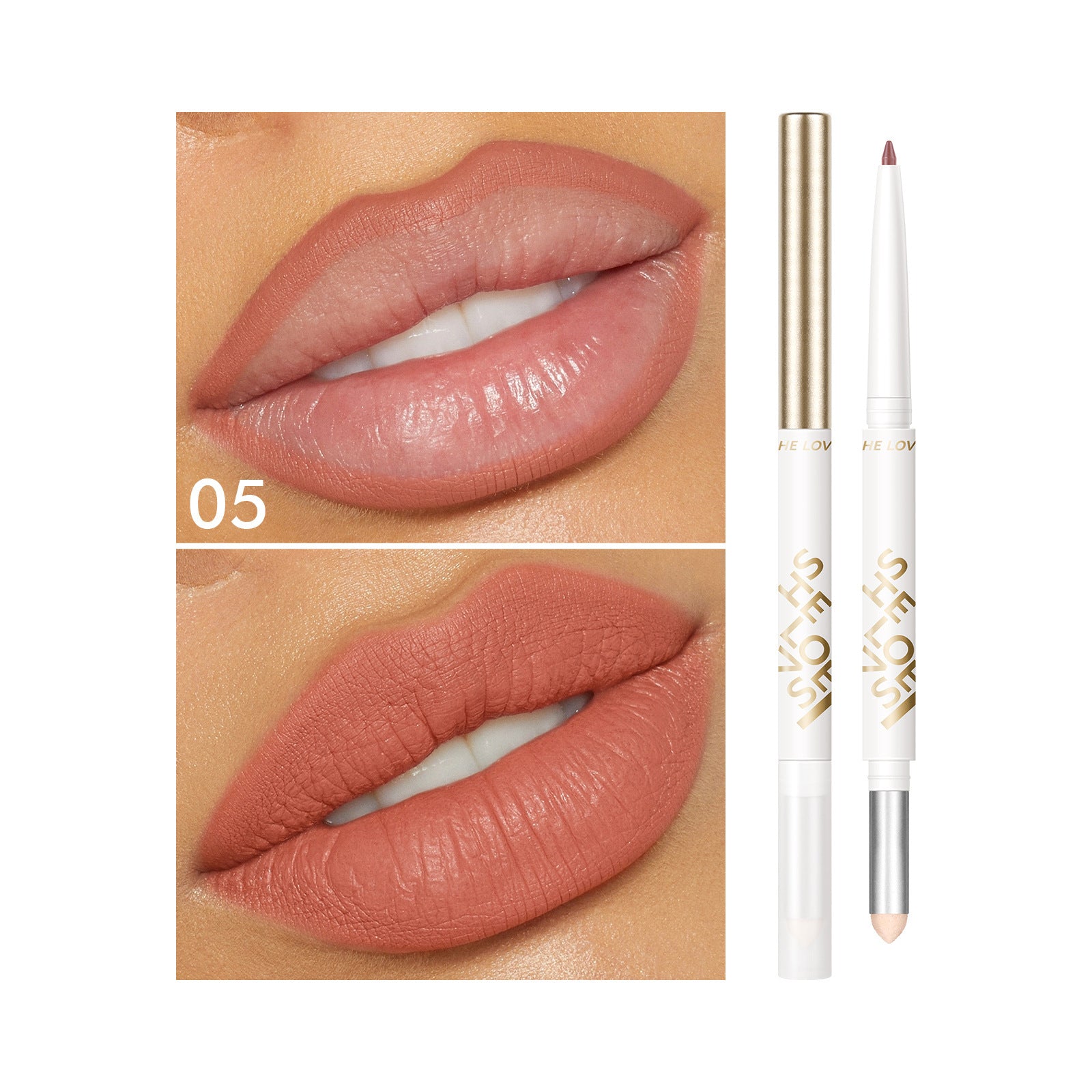 Dual-ended Lip Liner Pencil European and American Matte Non-Stick Cup Lipstick Lip Liner Small Batch Wholesale