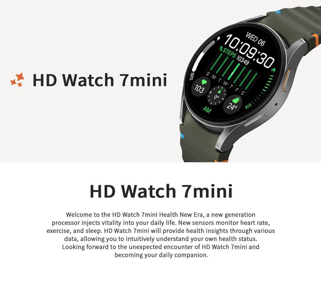 HD Watch7 Mini Smart Watch1.32inch Bluetooth call, heart rate monitor, pedometer, sleep monitoring, exercise tracker