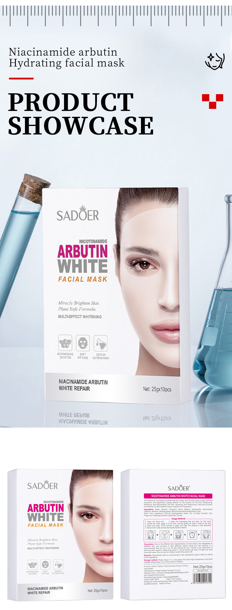 Niacinamide Arbutin Set SADOER Whitening, hydrating, and moisturizing skincare products  wholesale
