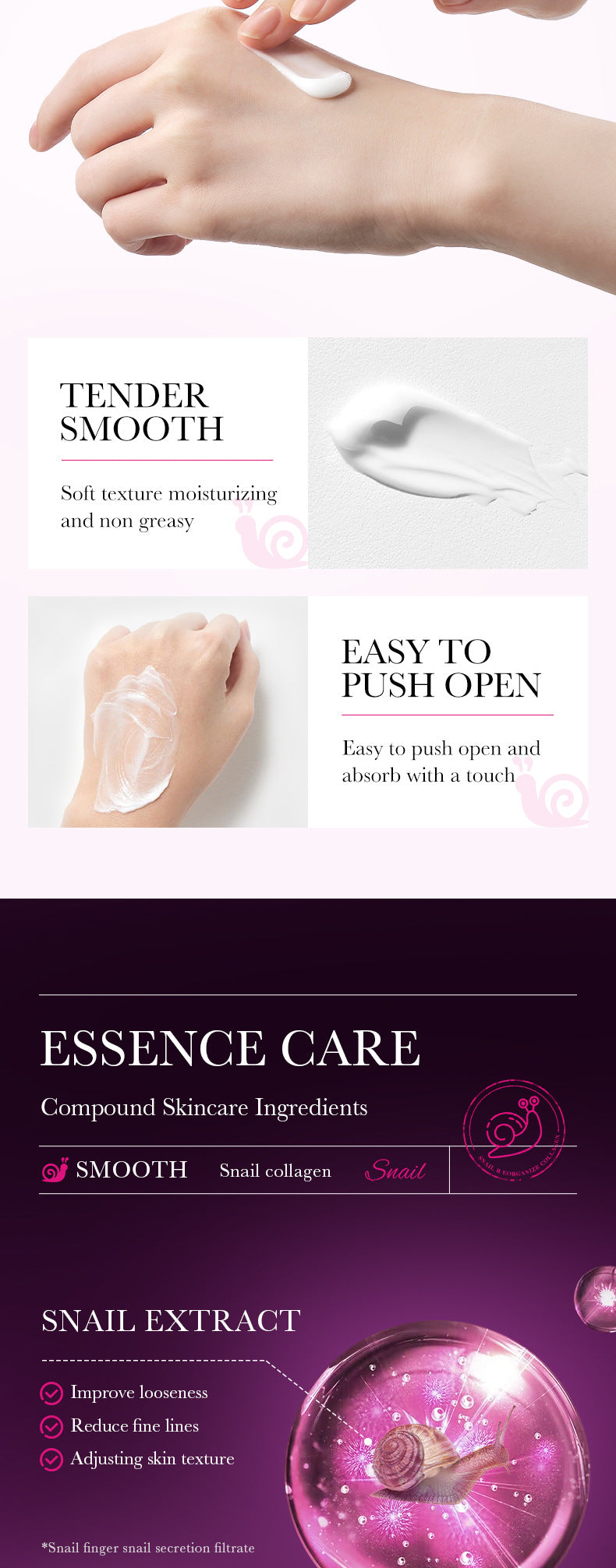 Snail Face Cream50g Collagen Hydrating Moisturizing Cream  Foreign Trade Wholesale