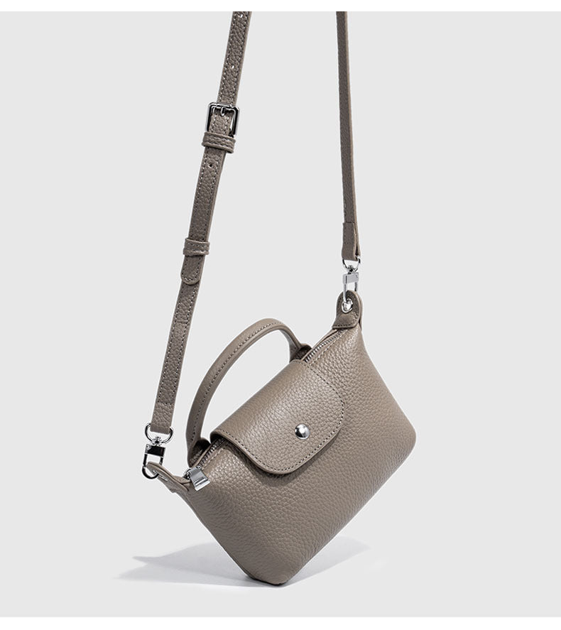 First Layer Cowhide Dumpling Bag Casual Genuine Leather Phone Bag for Women Summer Crossbody Bag Versatile Lightweight Walking Small Bag