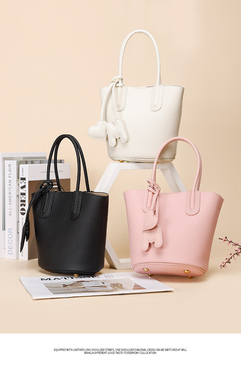 Korean Style Basket Handbag for Women, Versatile Bucket Crossbody Bag, Spring and Autumn Textured Trendy Shoulder Bag for Women