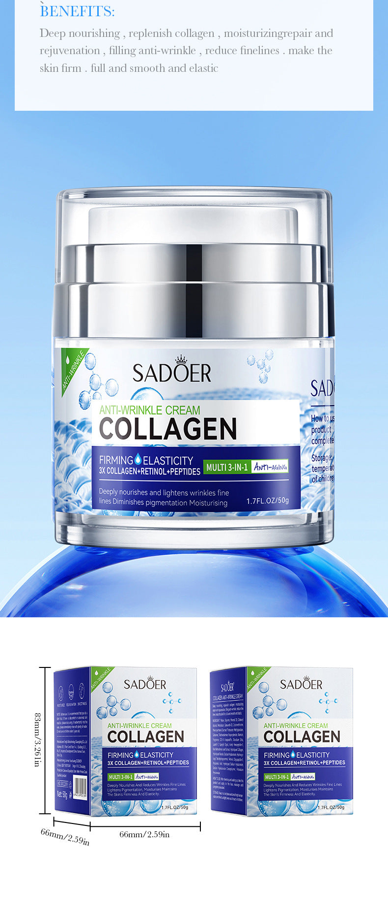 Face Cream Eye Cream SADOER Anti-wrinkle, hydrating, moisturizing, wrinkle-reducing, brightening neck cream for  foreign trade wholesale