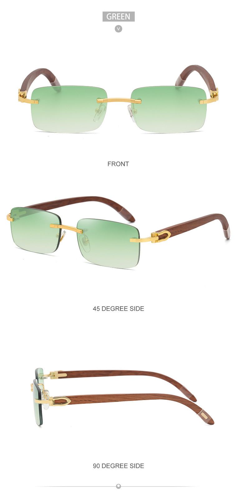 Fashion Sunglasses for Men Frameless Wooden Leg Slingshot Sunglasses Men Trendy Wooden Optical Frame sunglasses