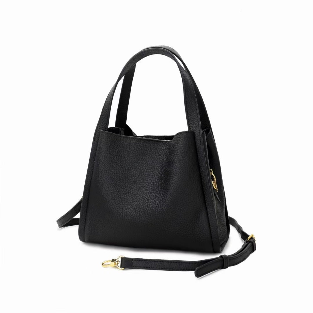 Genuine Leather Basket Bag Handheld Bucket Bag Women's Winter Crossbody Bag Large Capacity Top Layer Cowhide Bucket Style