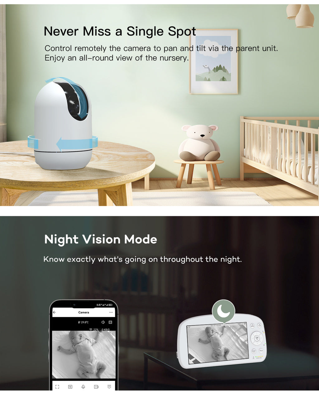 Factory Direct Smart Baby Monitor with Crying Detection Tuya babymonitor Baby Care Device