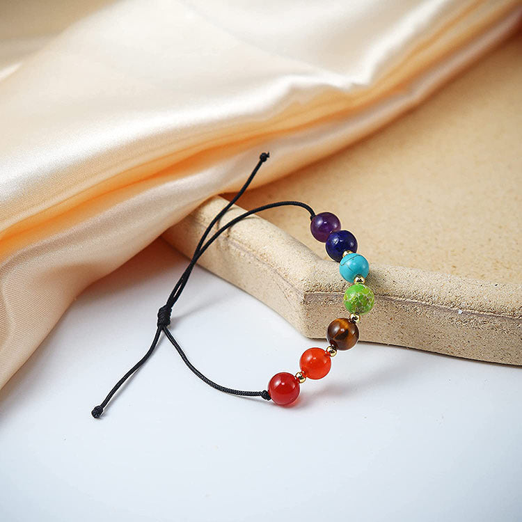 Cross Braided Bracelet Colorful Natural Stone Beaded Stretchable Bracelet Tiger Eye Blue Pine Colorful Braided Bracelet