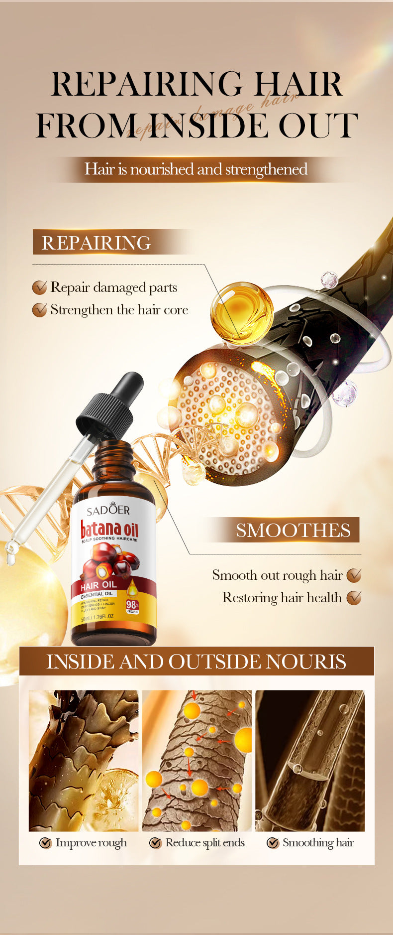 Batana Scalp Hair Care Oil SADOER Soothing and Smooth Hair Oil  Wholesale