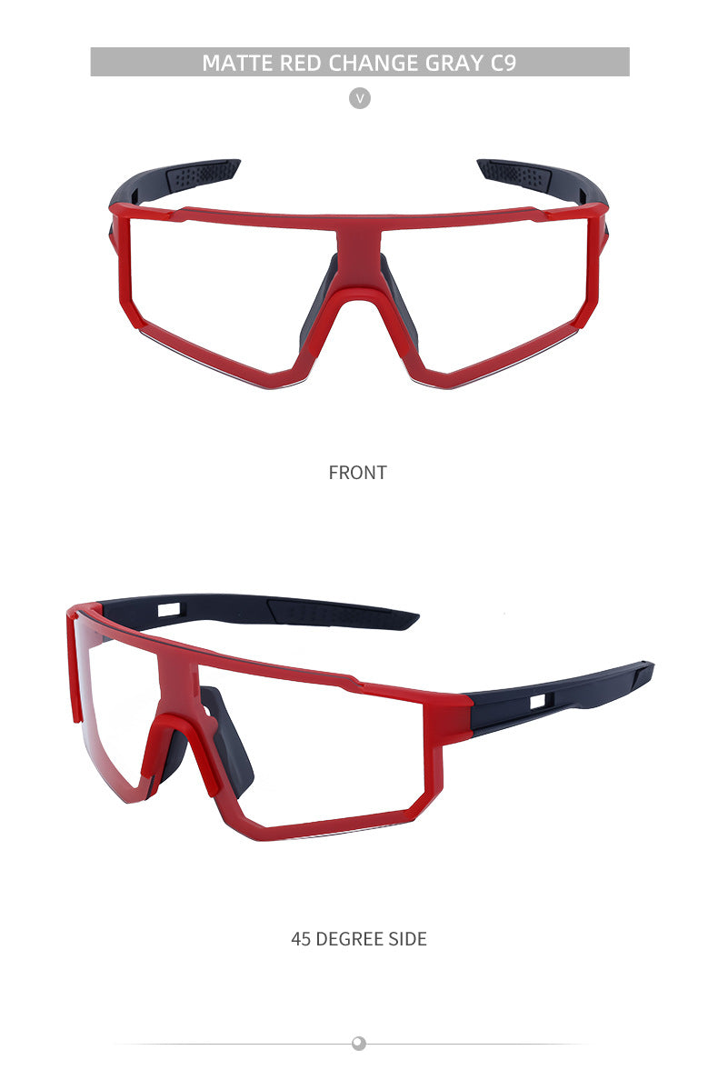 European and American One-piece Photochromic Sunglasses Women Outdoor Cycling Sports Windproof Sunglasses Men Wholesale shades