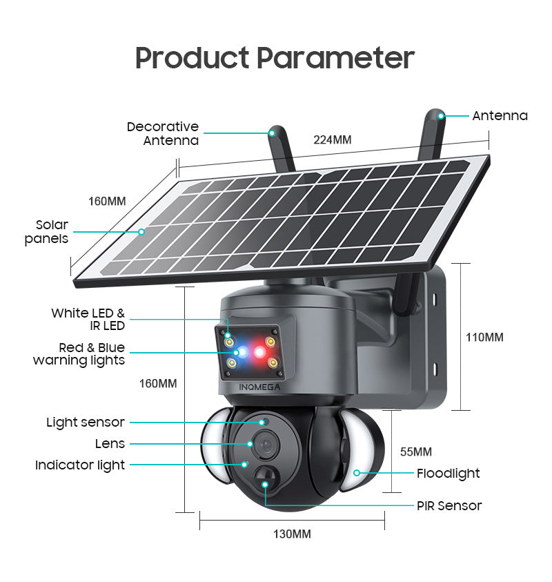 Popular 4G Solar-powered Camera Wireless WIFI Surveillance Camera Hd3MP Lighting Monitoring