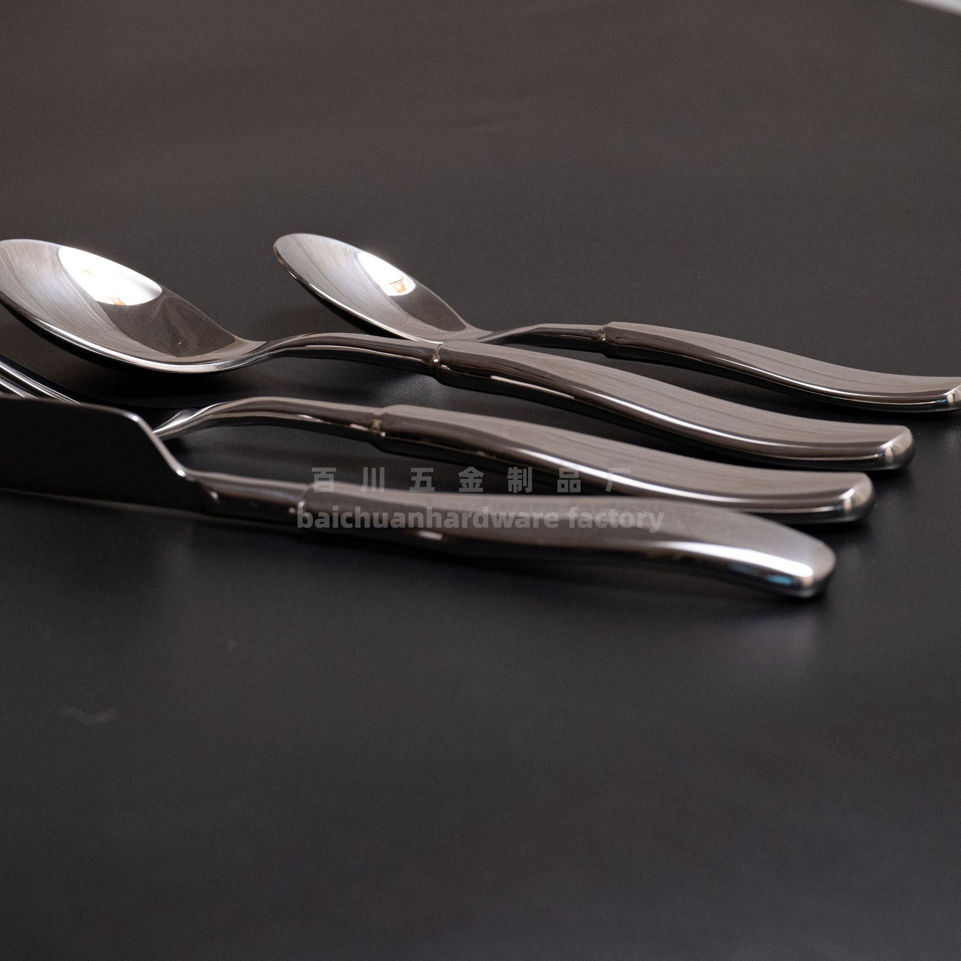 304Stainless Steel Spoon with Thickened Handle, Simple Household Knife, Fork, Spoon, Western Restaurant Supplies, Cutlery Set Wholesale