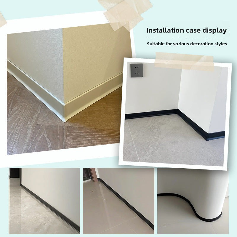 Aluminum alloy baseboard minimalist and ultra-thin4/6/8cm Self-adhesive, no-drill stainless steel metal baseboard wholesale