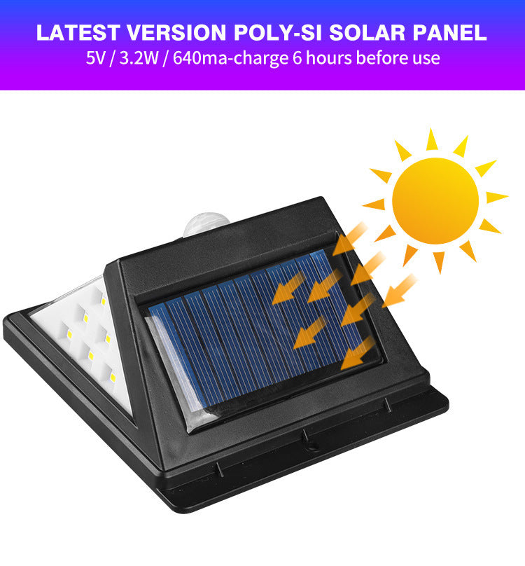 Outdoor Solar Lights40LED Human Body Sensor Wall Light Waterproof Garden Light Garden Light Three-sided Illuminated Small Street Light