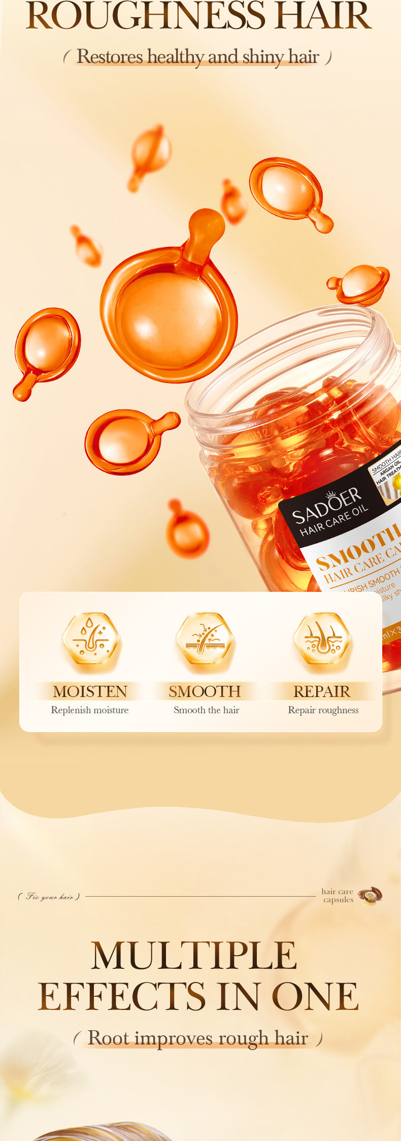 Nut Oil Hair Care Capsules SADOER Improve Frizz Essential Oil Capsule Conditioner  Wholesale