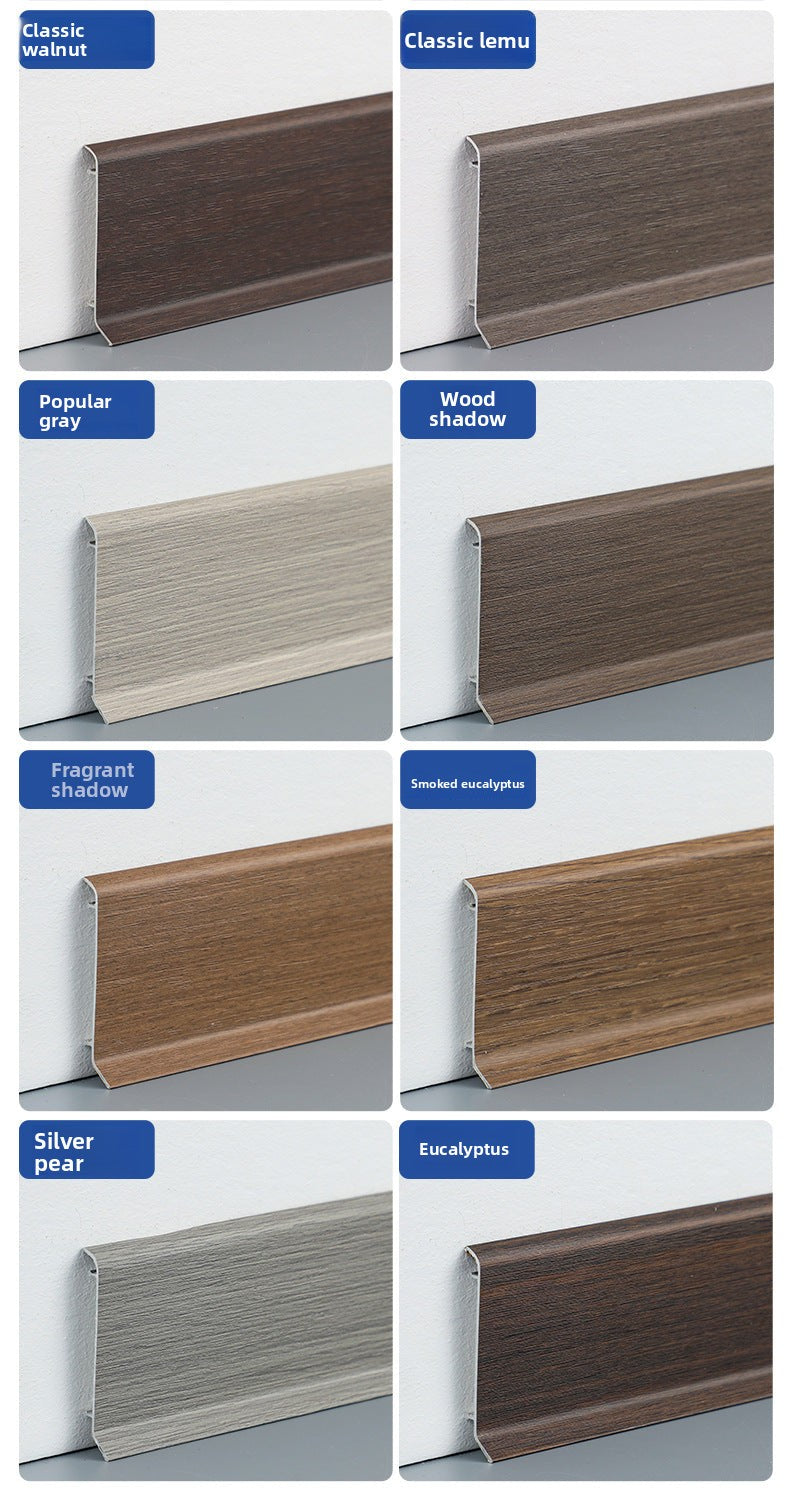Thickened aluminum alloy skirting board, snap-on metal baseboard, self-adhesive, seamless, stainless steel skirting board for home use