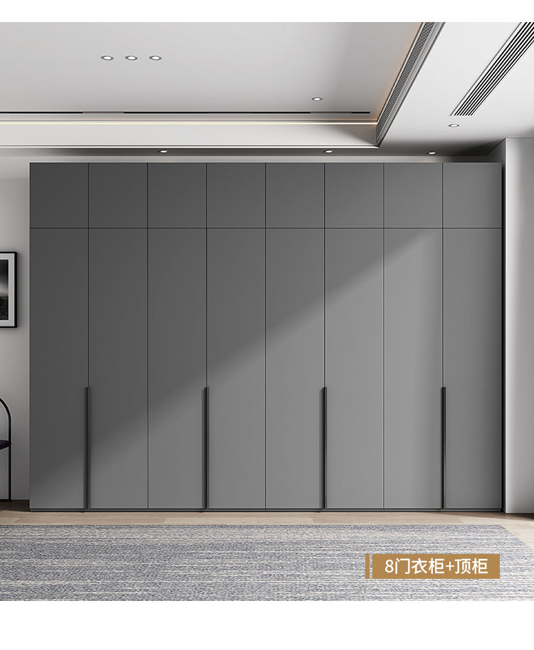 Flat Door Wardrobe Bedroom Dedicated Storage Cabinet Side Cabinet Shelf High-Grade Gray Color Matching Top-to-Top Wardrobe Free Delivery