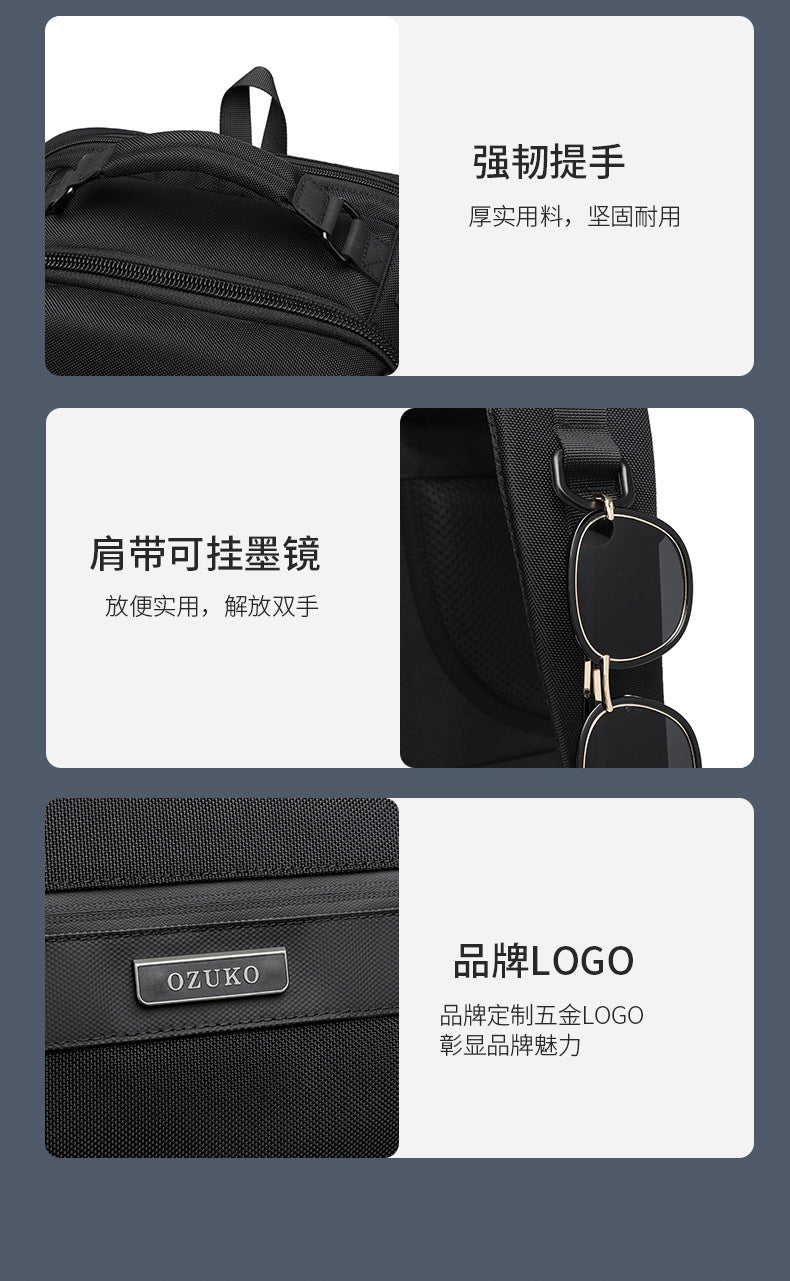 OZUKO Business Backpack Men's Commuting Computer Backpack Waterproof Large Capacity Business Travel Portable Men's Bag
