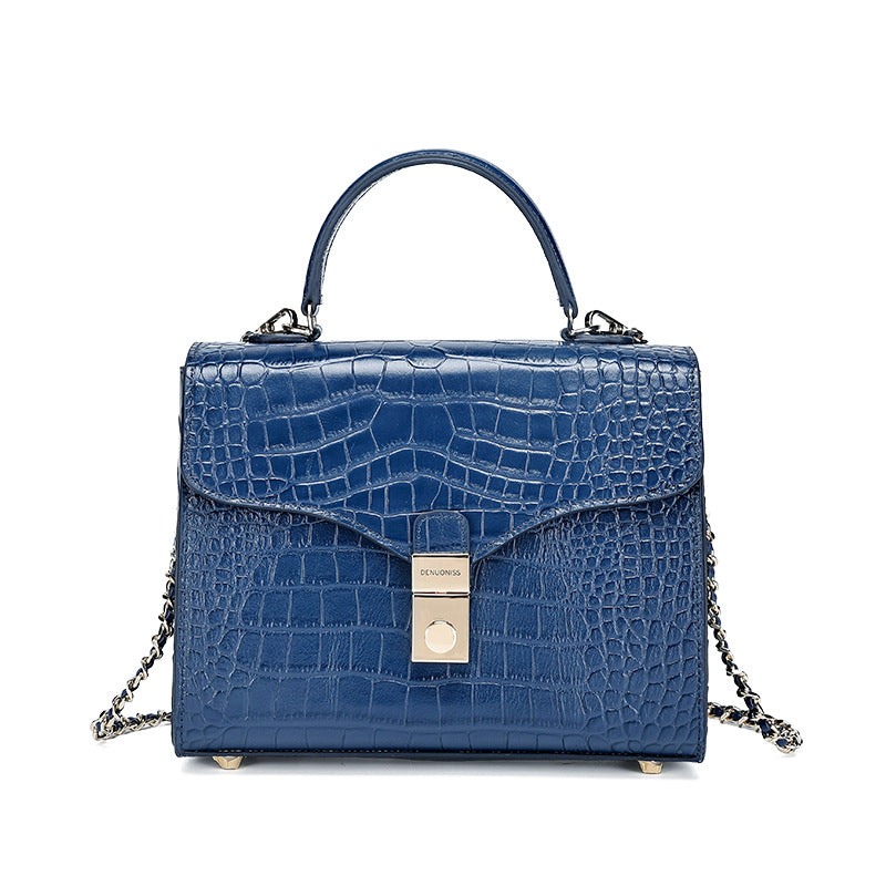 European and American Retro Small Square Bag Fashion Simple Handbag Crocodile Pattern Crossbody Kelly Bag Versatile Crossbody Bag Light Luxury Trend
