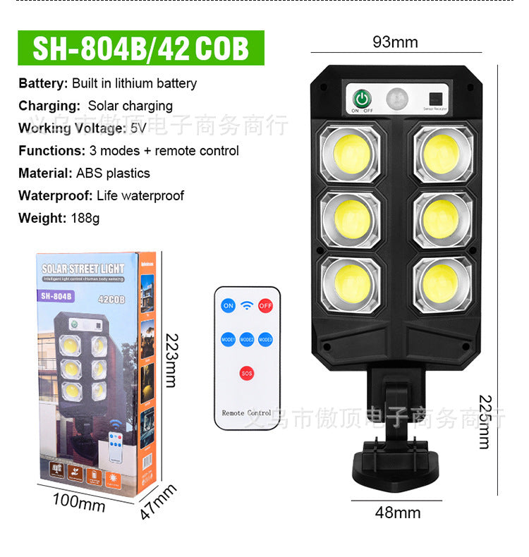 New Solar Wall Light Outdoor Human Body Sensing Street Light Waterproof Garden LED Garden Landscape Light Remote Control