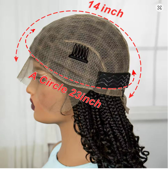 Knotless Box Braided Wigs with Curly Ends Synthetic Lace Wig