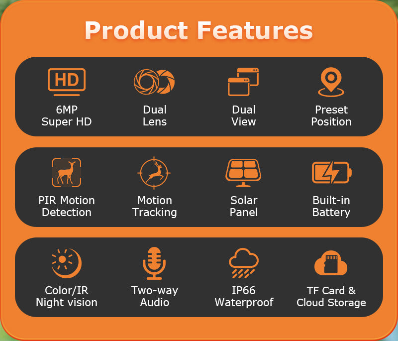 Private Model4G Solar camera dual lens dual view6MP HD Outdoor Camouflage Surveillance Camera