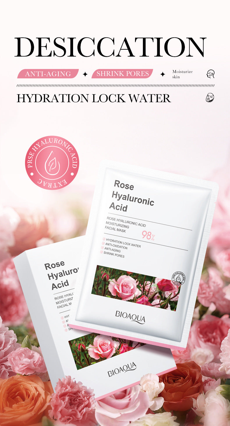 Rose Mask BIOAOUA Hyaluronic Acid Hydrating Moisturizing Softening Boxed Cross-Border Wholesale
